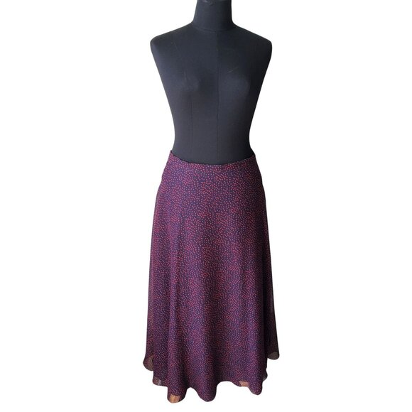 Christian Dior Silk Navy Blue Red Mini Heart Print Midi Skirt Pop Heart AW 2021 - Picture 2 of 16